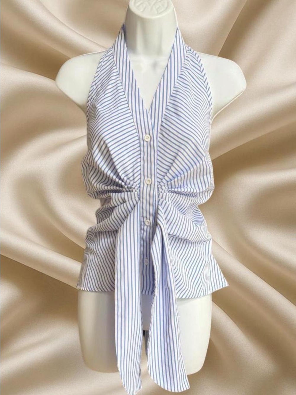Commense Pinstripe Halter Blouse